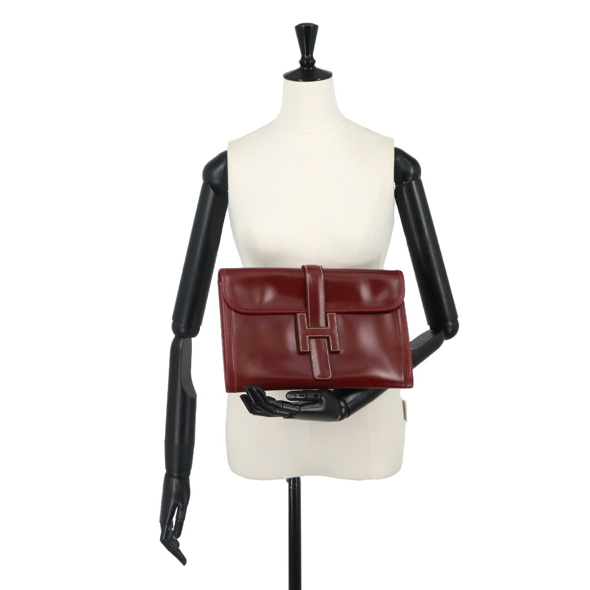 Jige PM Clutch Bag Box Calf Bordeaux Purse