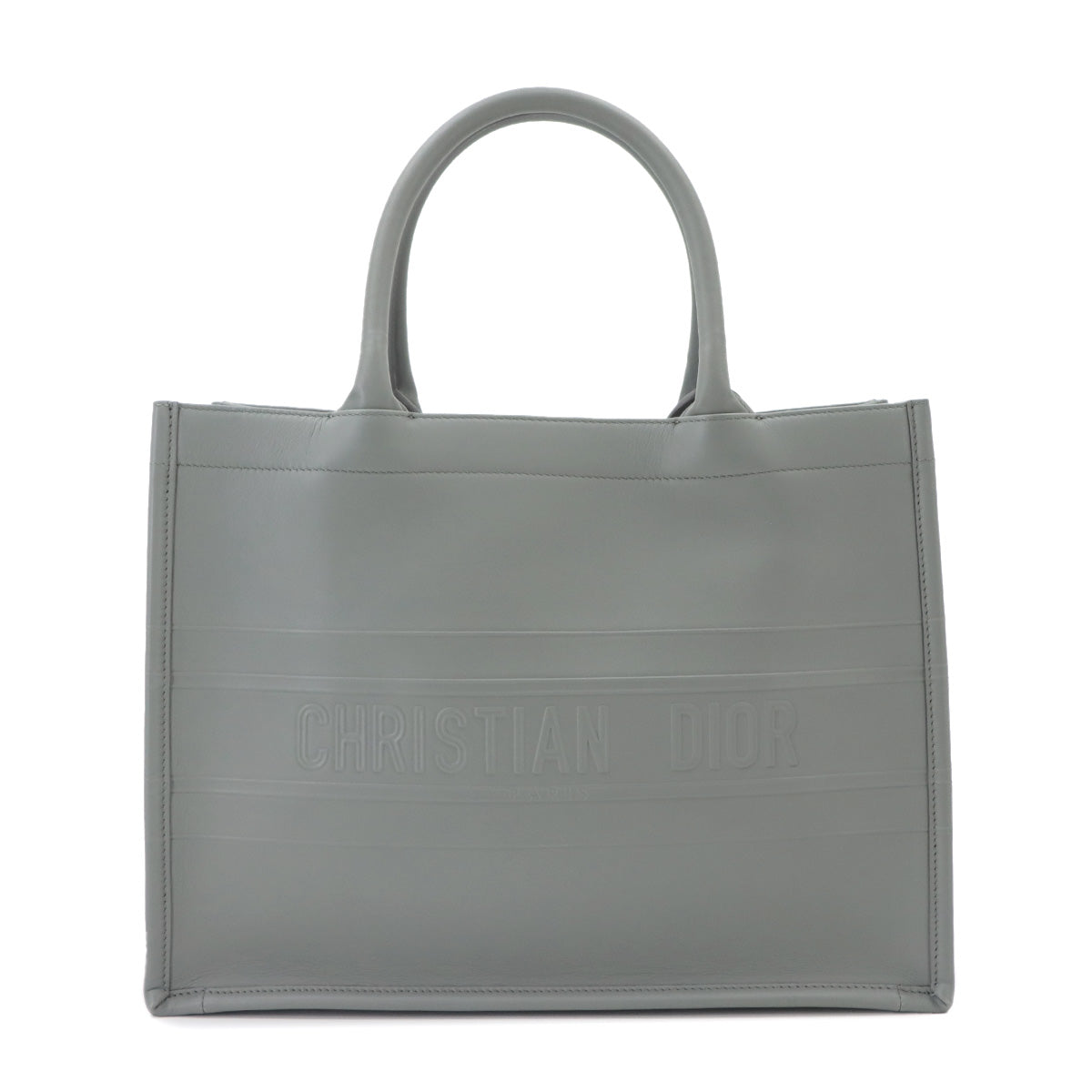 Book Tote Medium Bag Leather Gray M1296ZGSB Purse
