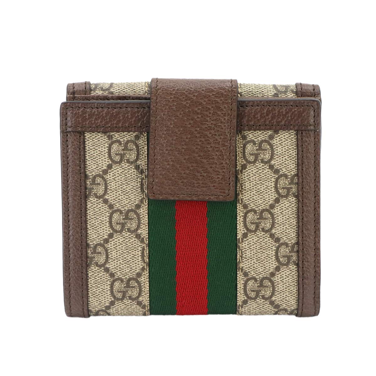 Ophidia Wallet GG Supreme Canvas Leather Beige Brown 523173