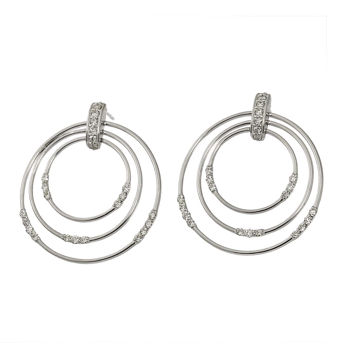 Diamond 0.28ct/0.28ct Earrings Pierced 18K K18 WG 750