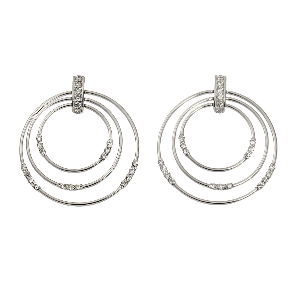 Diamond 0.28ct/0.28ct Earrings Pierced 18K K18 WG 750