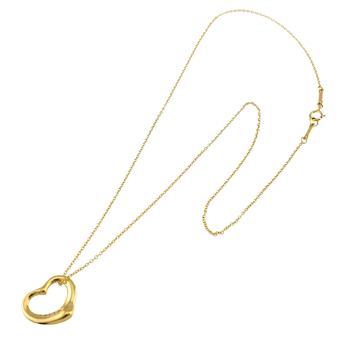 Open Heart Diamond Necklace 18K Yellow Gold 750