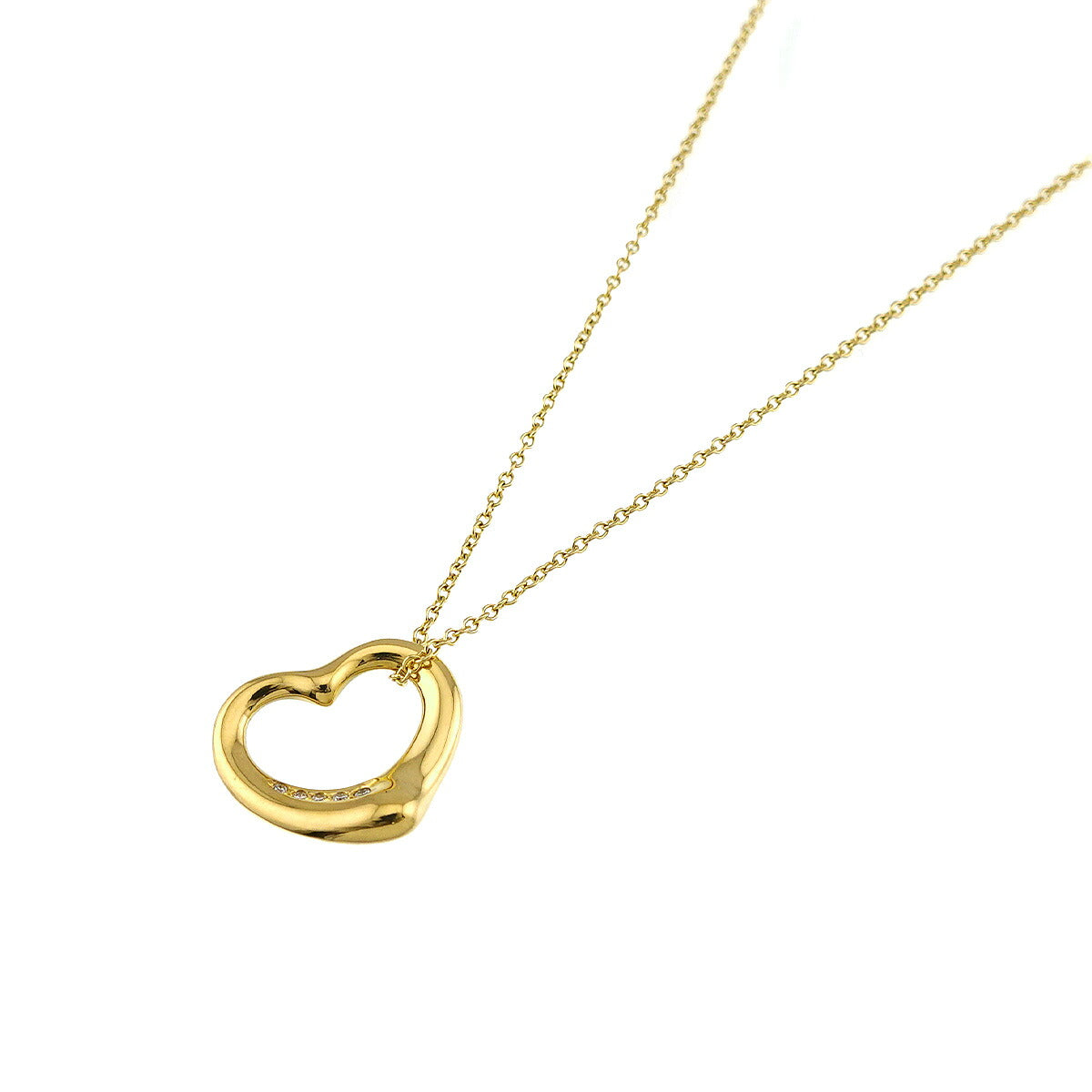 Open Heart Diamond Necklace 18K Yellow Gold 750