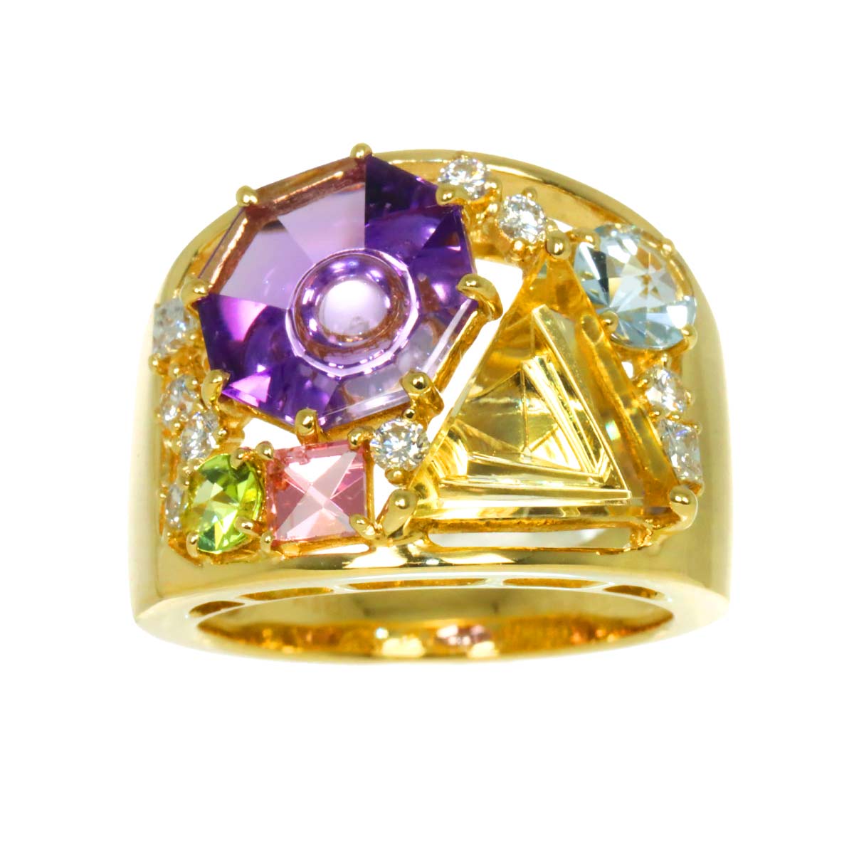 Multi Stone Diamond 0.27ct Ring 18K YG 750 size6(US)