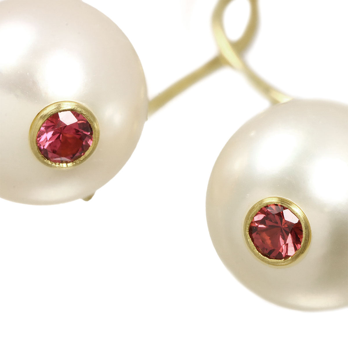 South Sea pearl Red spinel Sapphire Earrings Pierced 22K YG 917