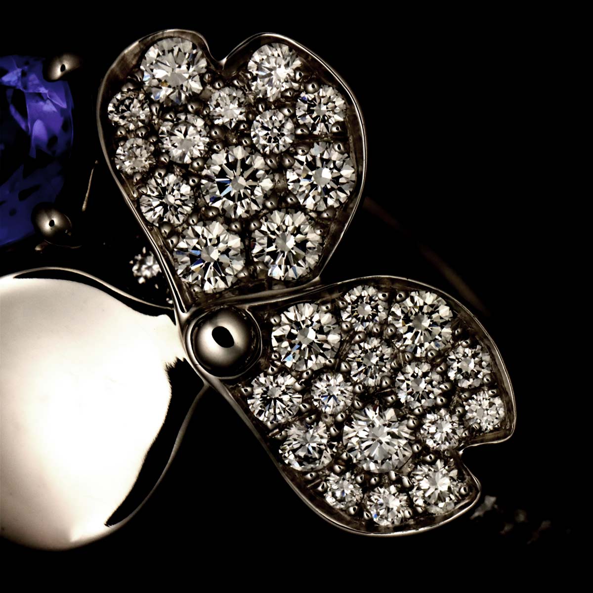 Flower Tanzanite Diamond Ring Platinum size6(US)