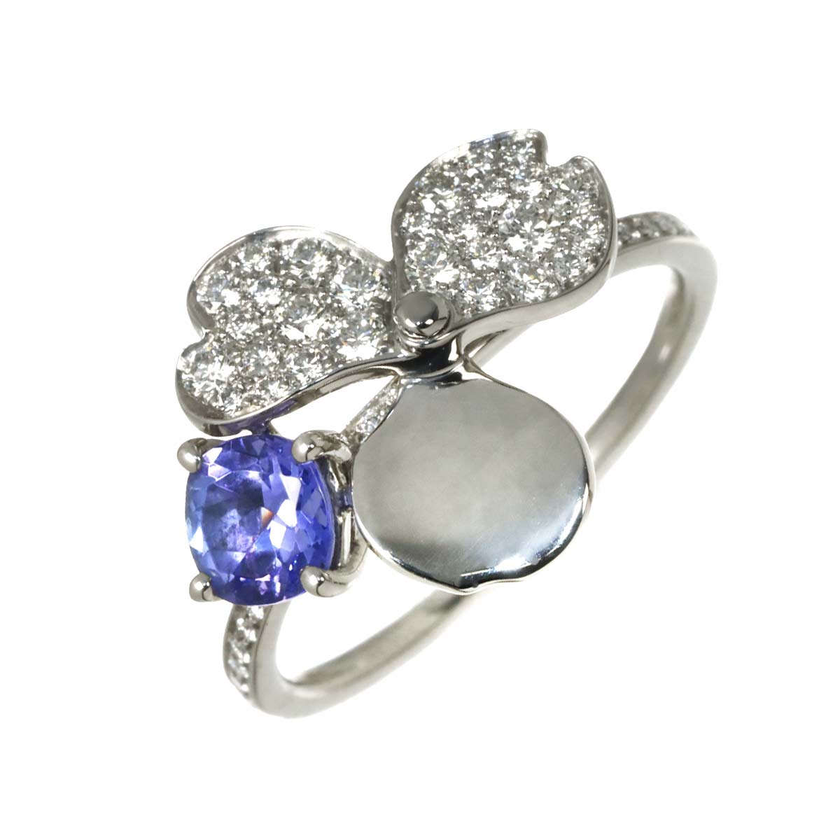 Flower Tanzanite Diamond Ring Platinum size6(US)