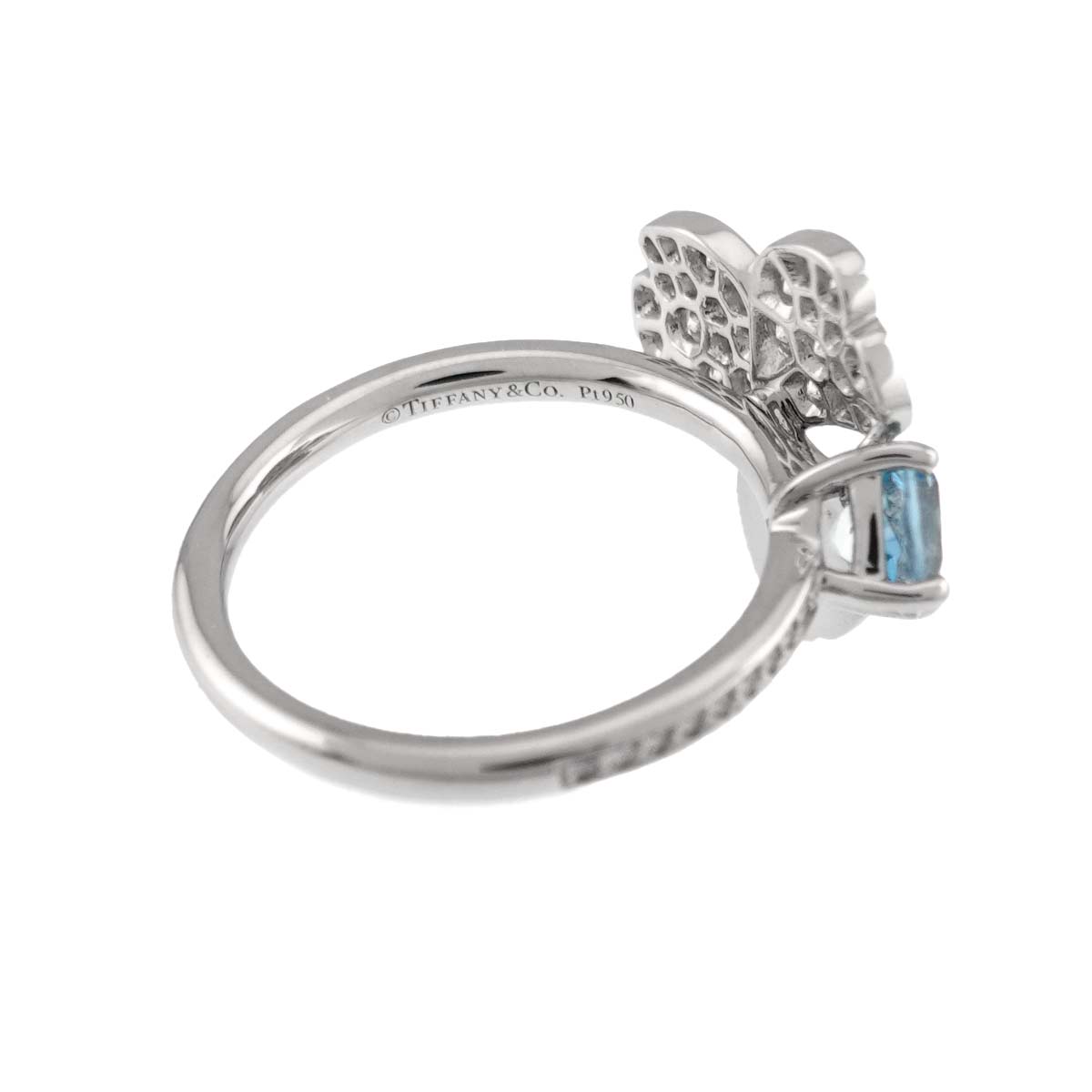 Flower Aquamarine Diamond Ring Platinum size4.75-5(US)