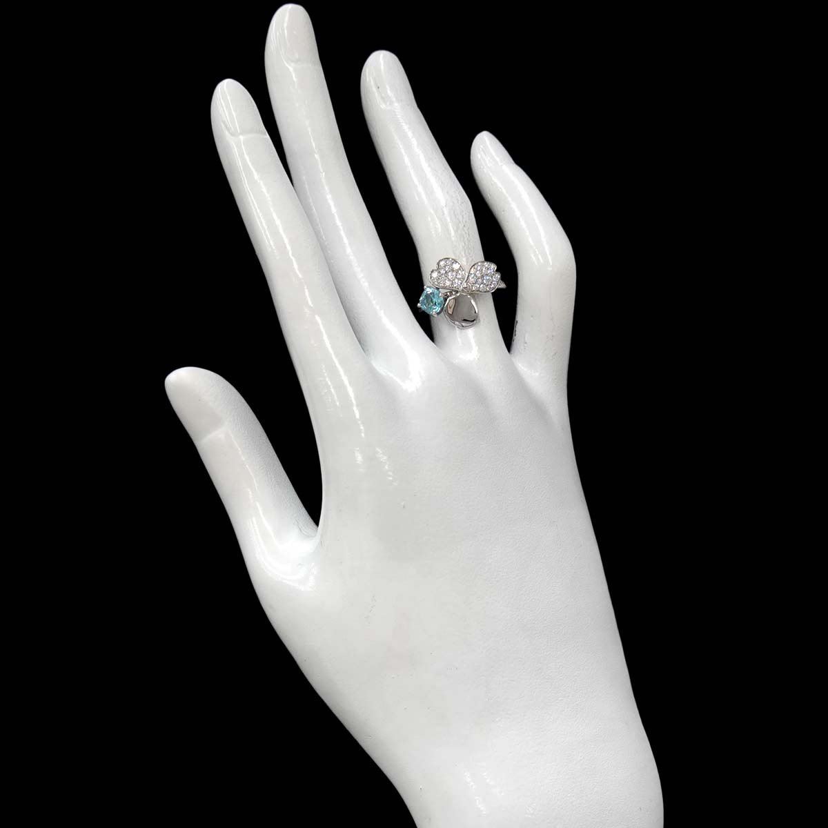 Flower Aquamarine Diamond Ring Platinum size4.75-5(US)