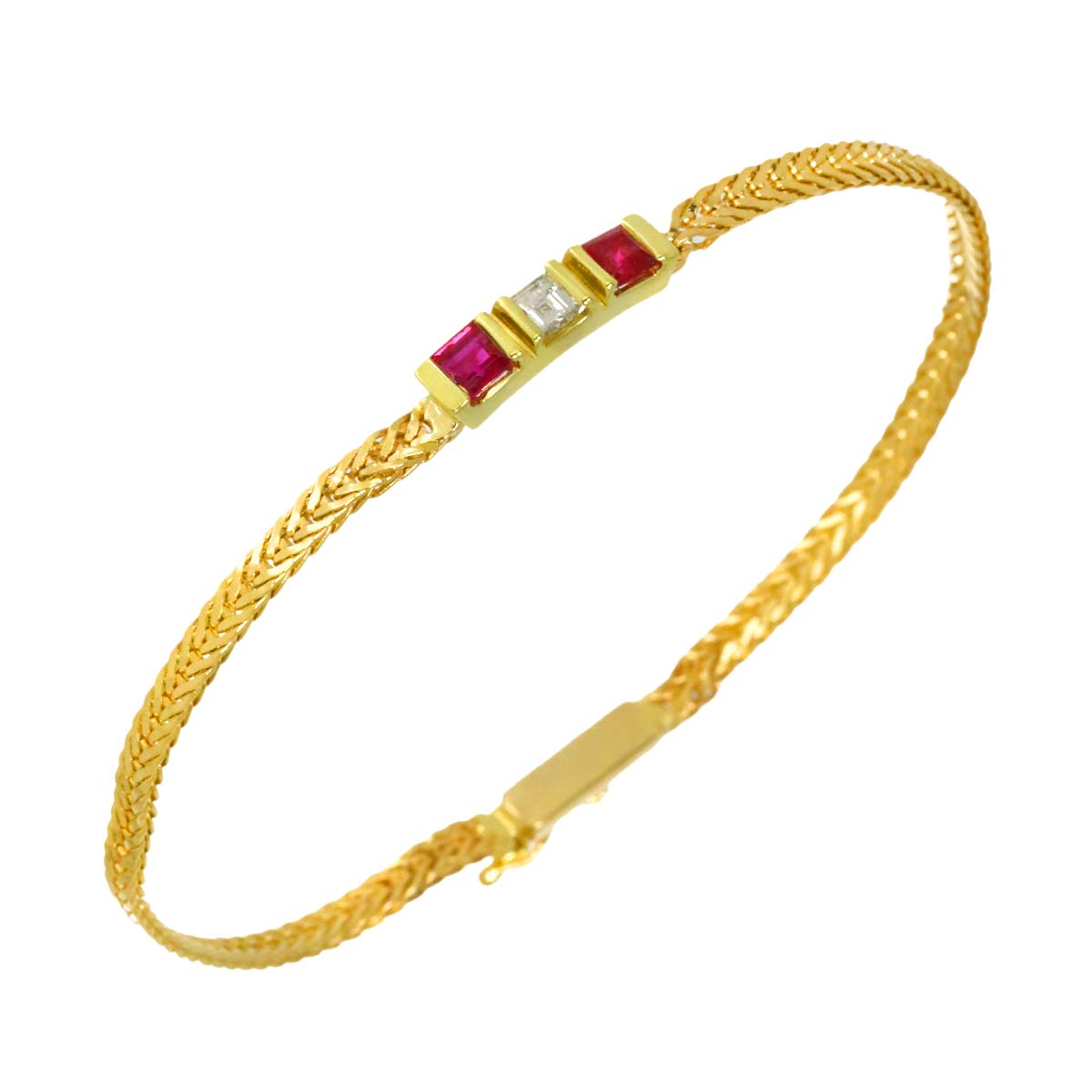 Diamond Ruby Bracelet 14K Yellow Gold 585