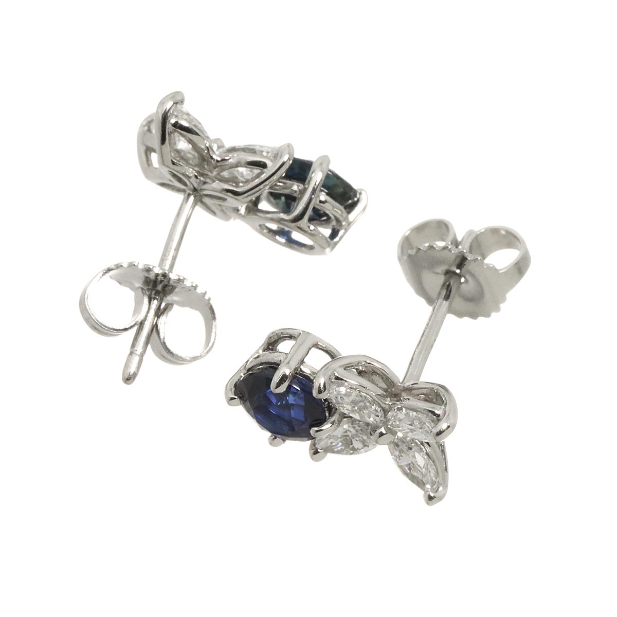 Victoria Sapphire Diamond Earrings Pierced Pt Platinum