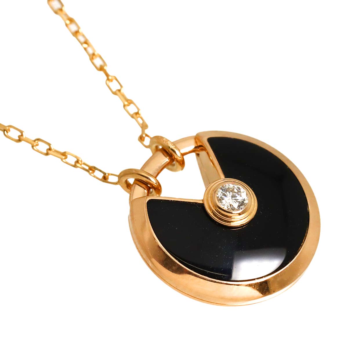 Amulette De Onyx Diamond Necklace SM 18K Pink Gold 750