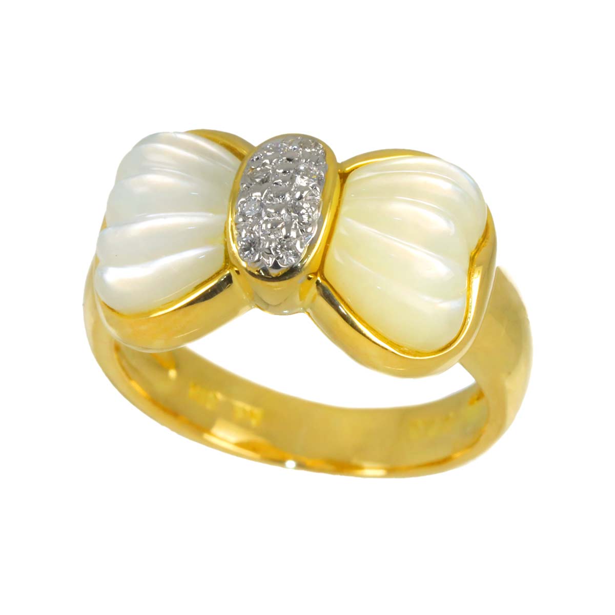 Diamond 0.06ct MOP Ring 18K YG 750 size5.25(US)