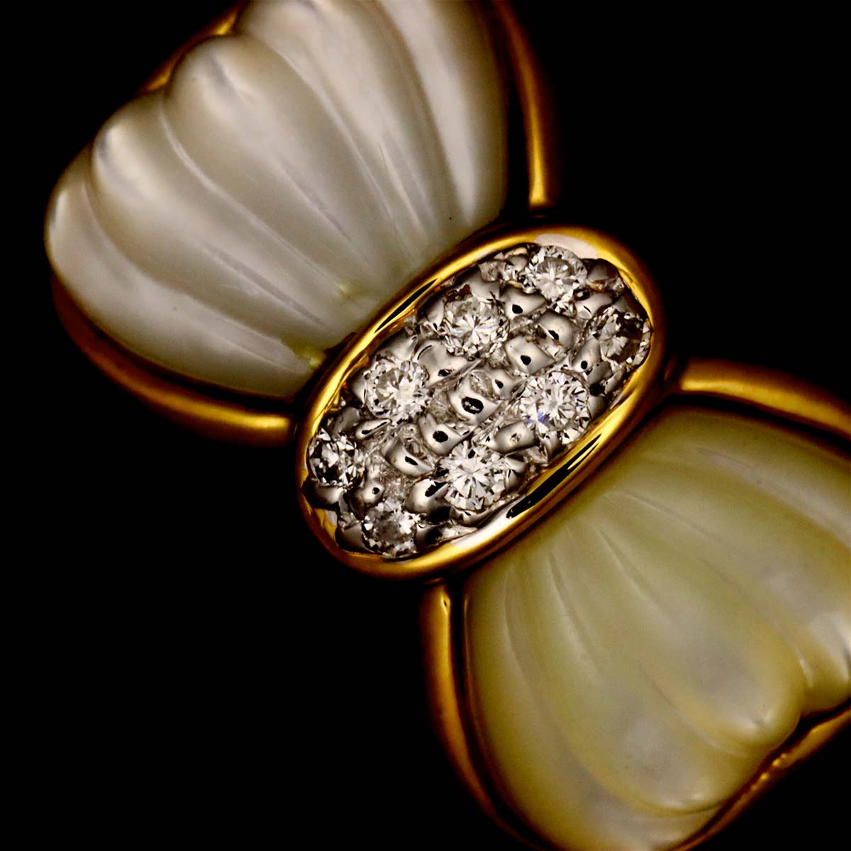 Diamond 0.06ct MOP Ring 18K YG 750 size5.25(US)