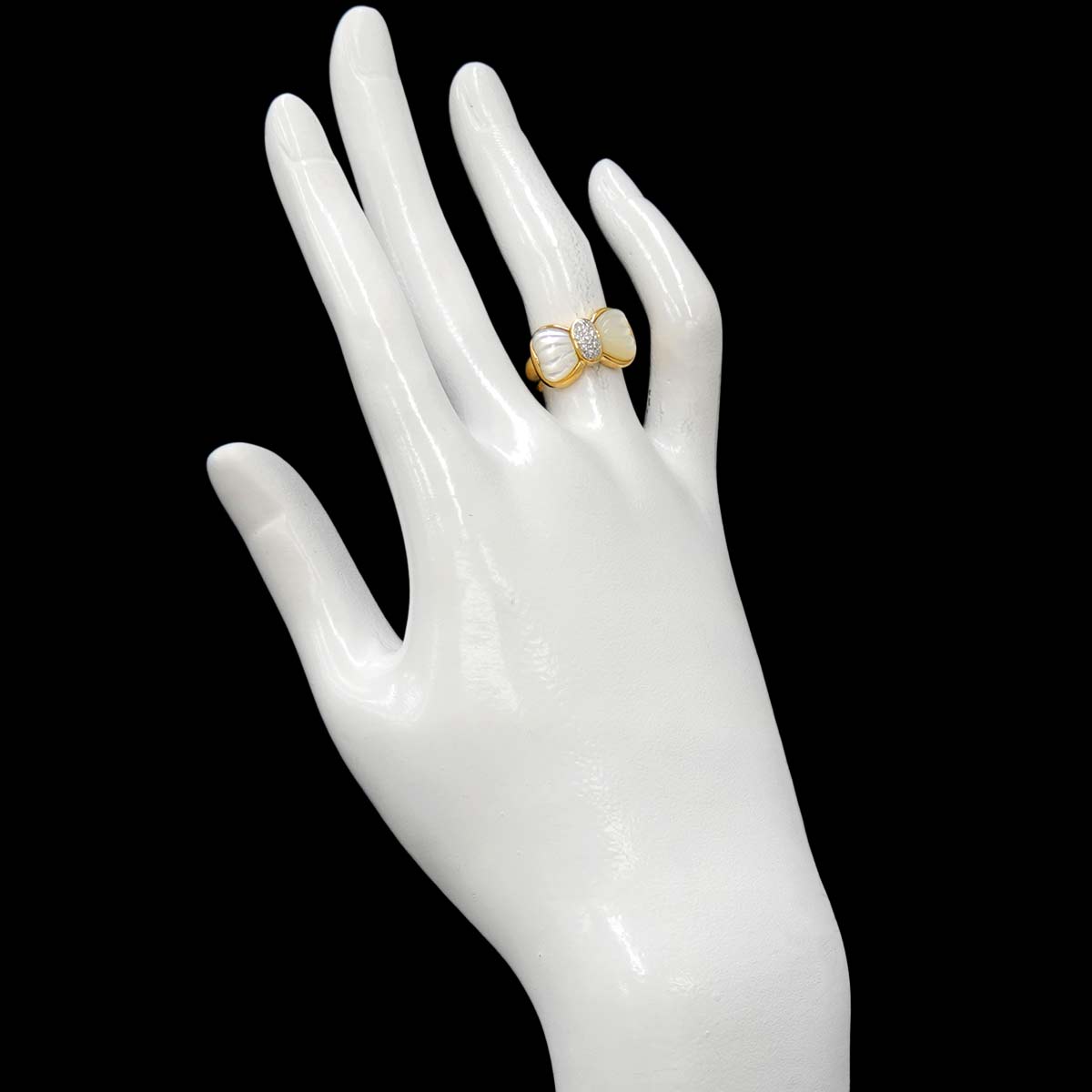 Diamond 0.06ct MOP Ring 18K YG 750 size5.25(US)