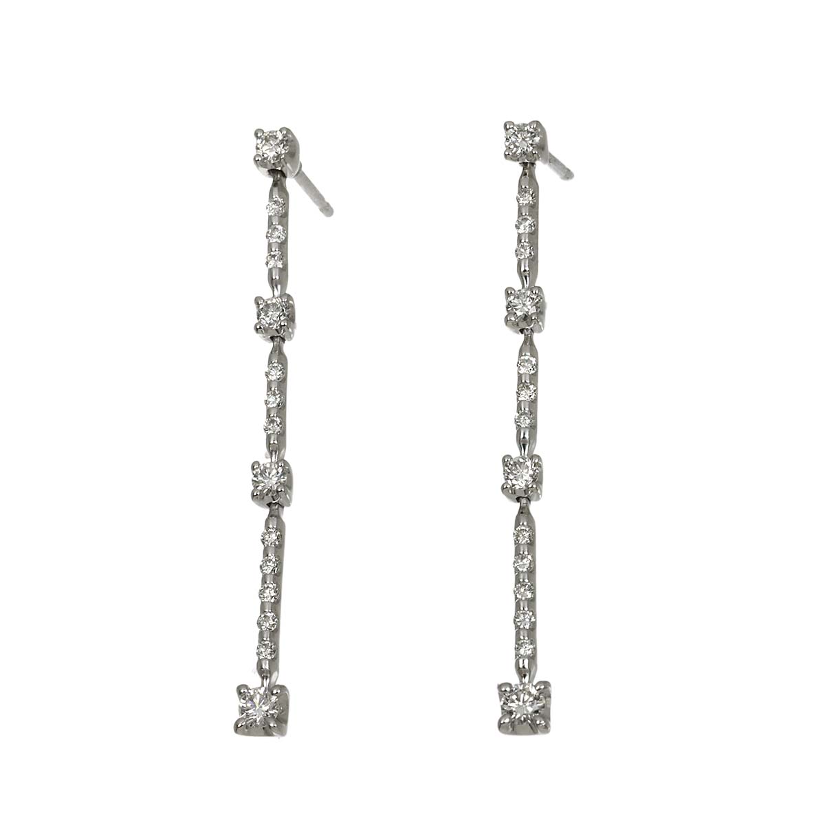 LINE Diamond 0.60ct Earrings Pierced 18K K18 WG 750