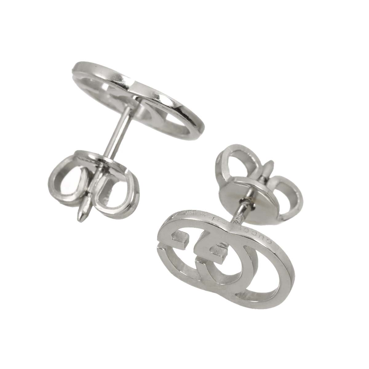 Logo Earrings Pierced 18K White Gold 750