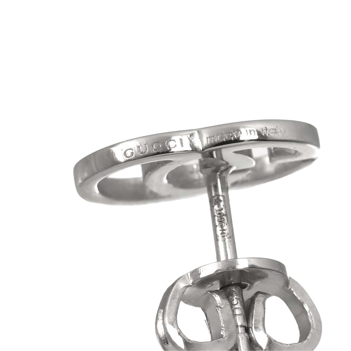Logo Earrings Pierced 18K White Gold 750