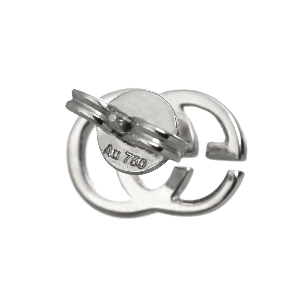 Logo Earrings Pierced 18K White Gold 750