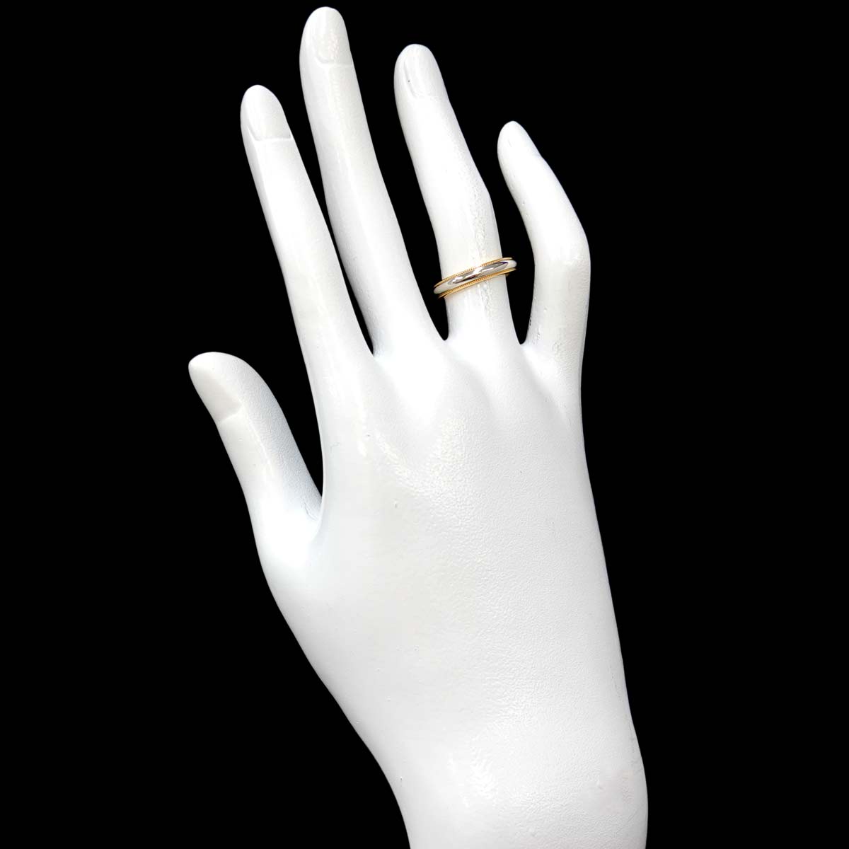 Milgrain Band Ring 18K 750 YG Platinum Size4-4.5(US)