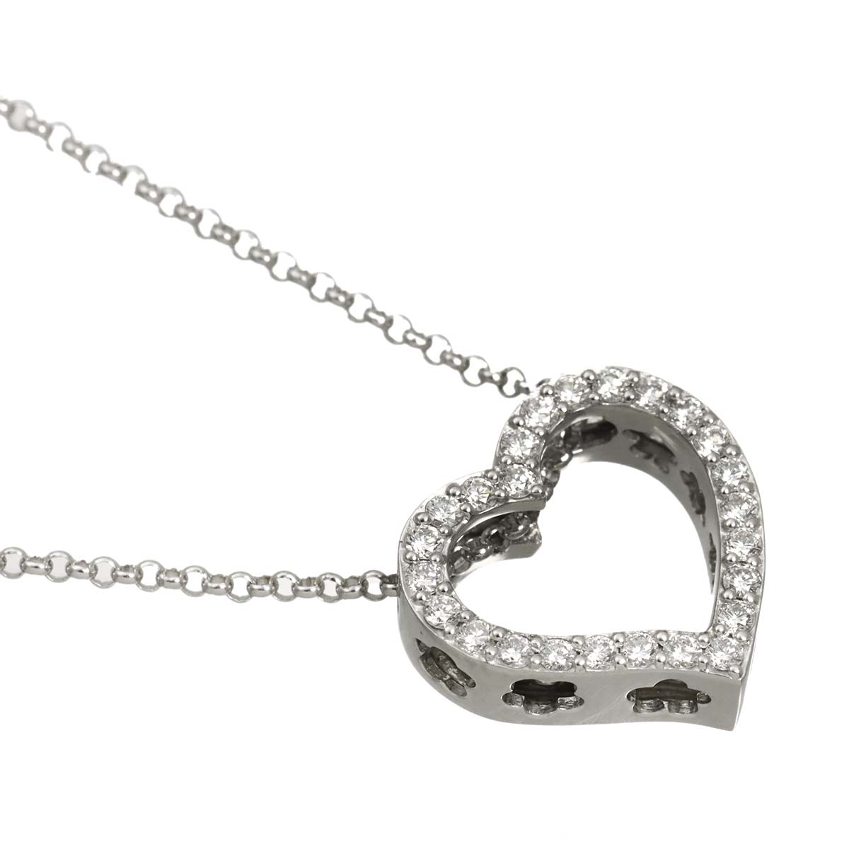 Heart Motif Diamond 0.35ct Necklace 18K White Gold 750