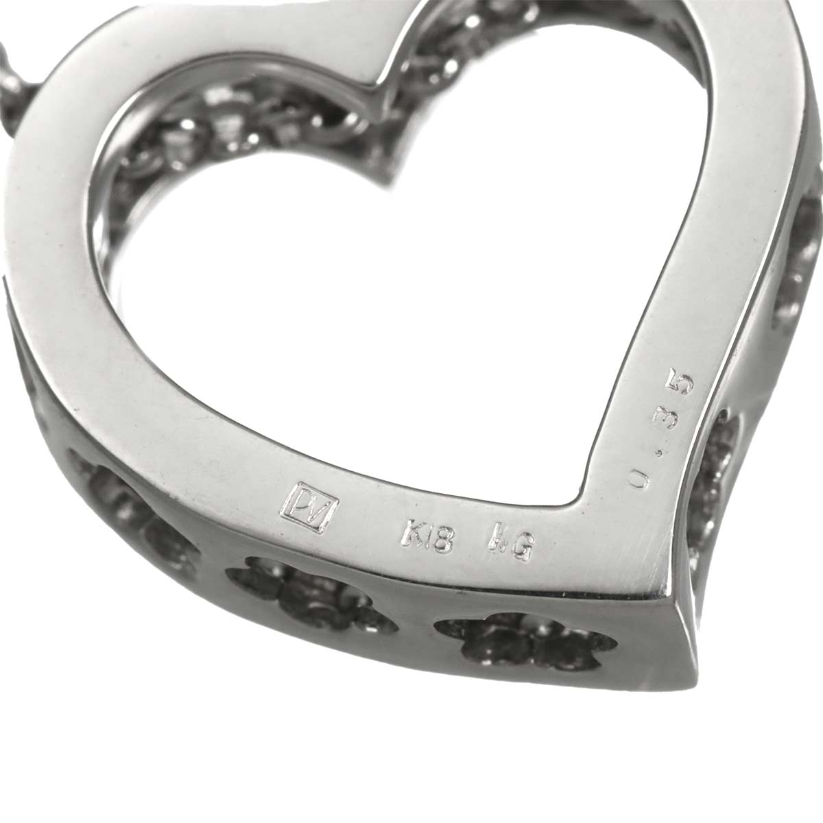 Heart Motif Diamond 0.35ct Necklace 18K White Gold 750