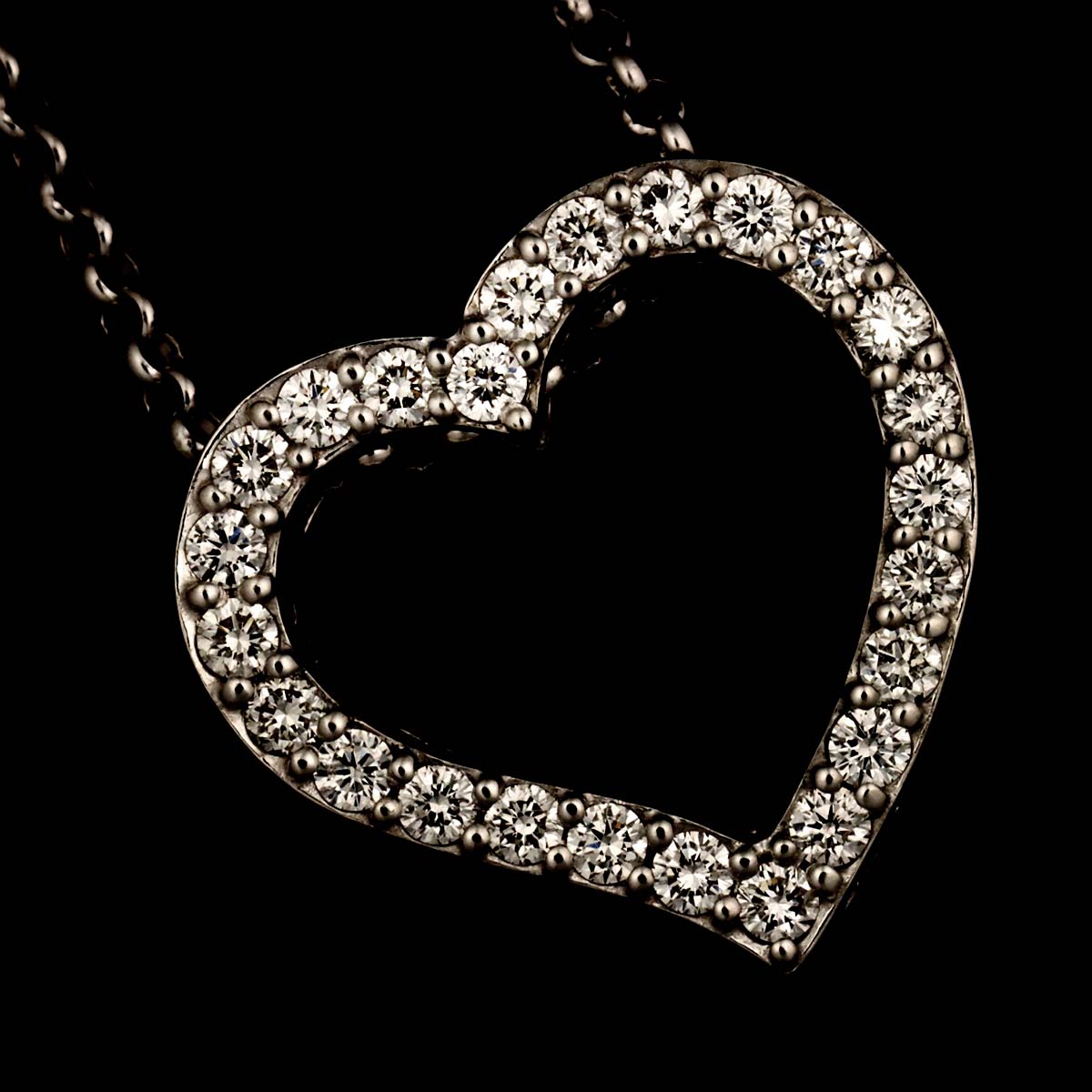 Heart Motif Diamond 0.35ct Necklace 18K White Gold 750