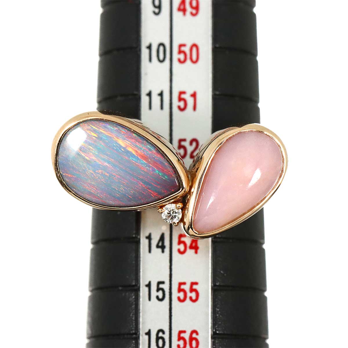 Opal 3.12ct/1.66ct Diamond Ring 18K PG 750 6.25-6.5(US)