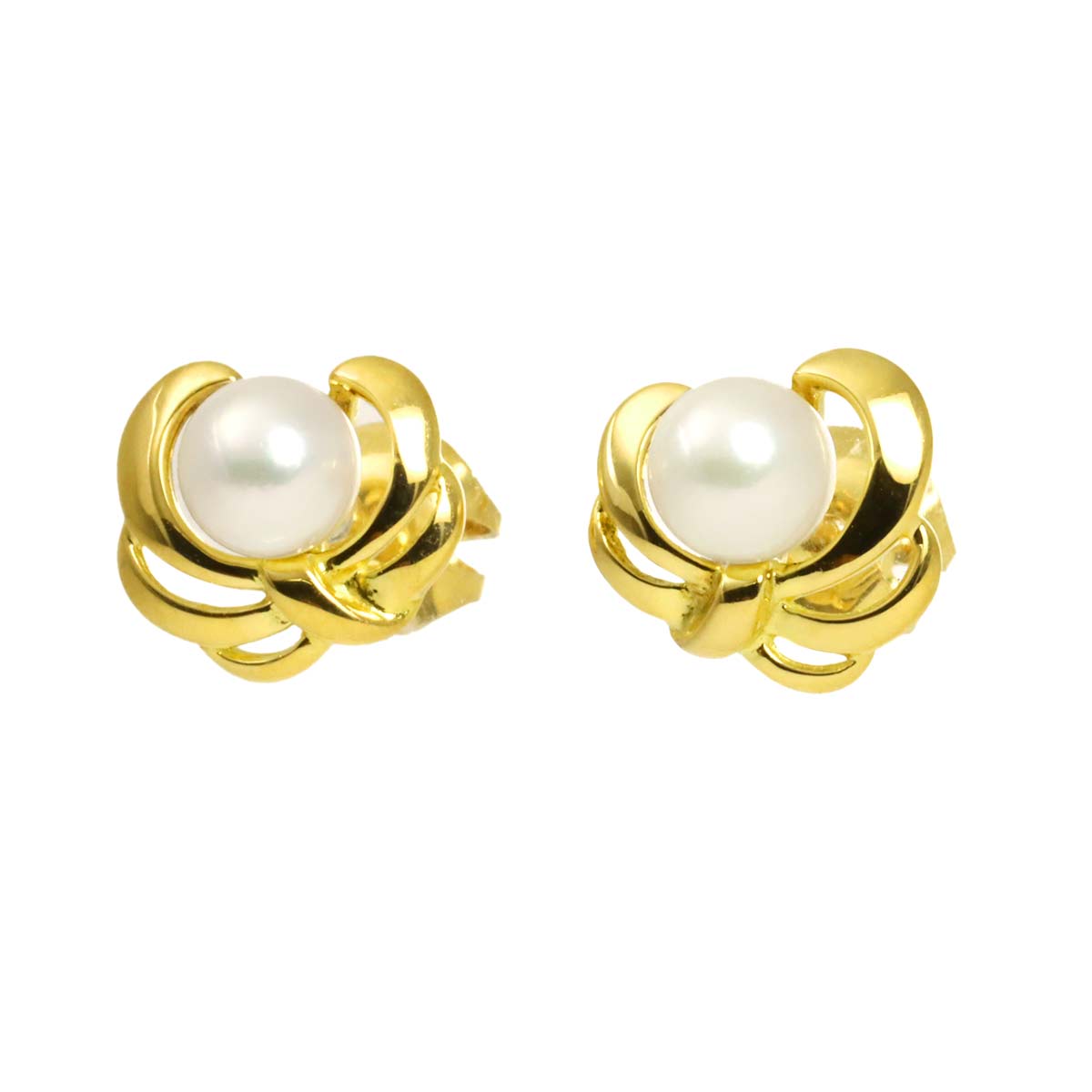 Akoya Pearl 5.2mm Earrings Pierced 18K YG 750