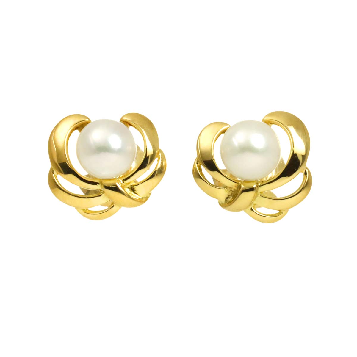 Akoya Pearl 5.2mm Earrings Pierced 18K YG 750