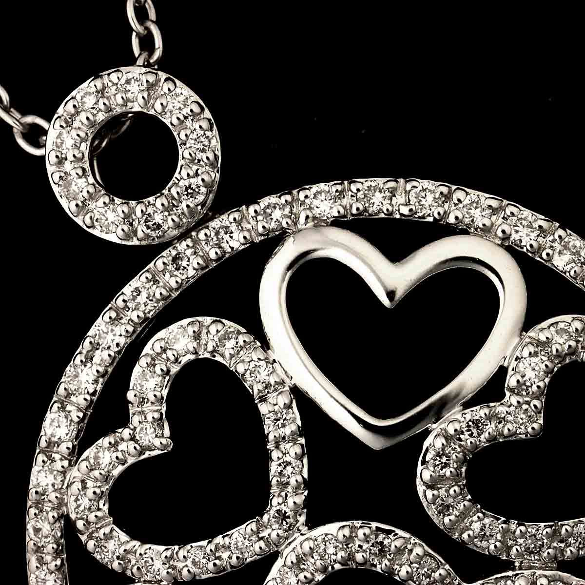 Heart Motif Diamond 0.58ct Necklace 18K White Gold 750