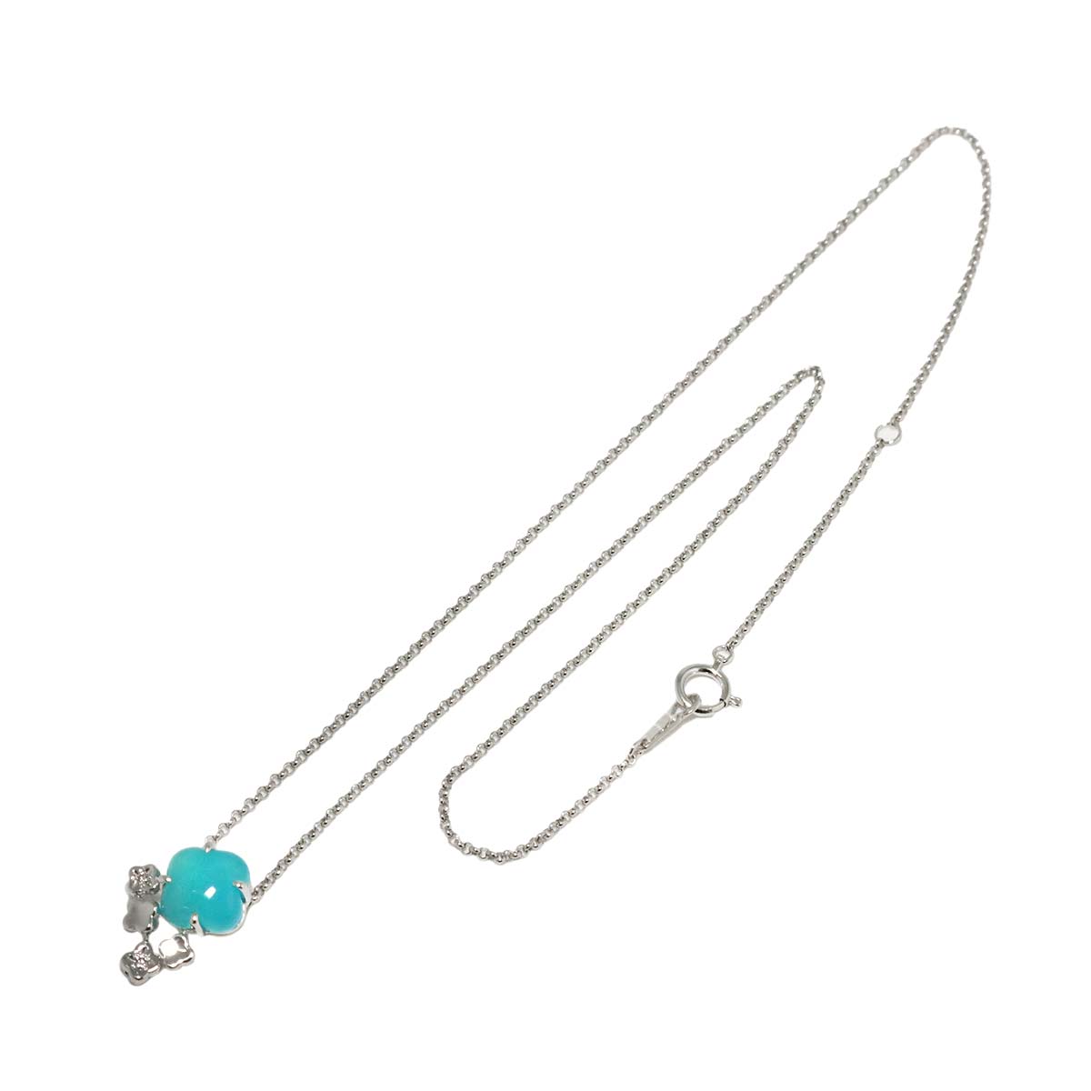 Chalcedony Diamond 0.01ct Necklace 18K WG White Gold 750