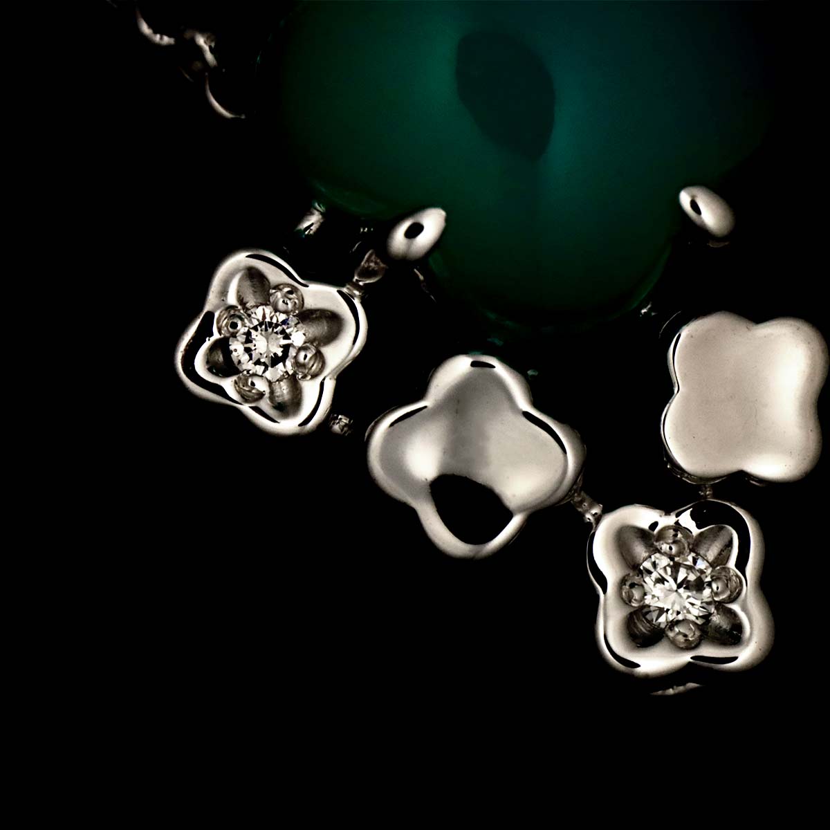 Chalcedony Diamond 0.01ct Necklace 18K WG White Gold 750