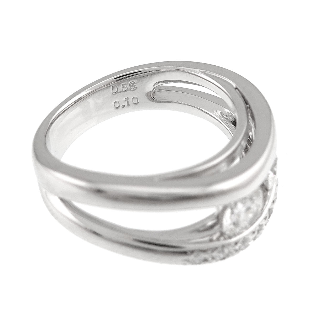 Diamond 0.66ct/0.10ct Ring 18K White Gold 750 Size6(US)