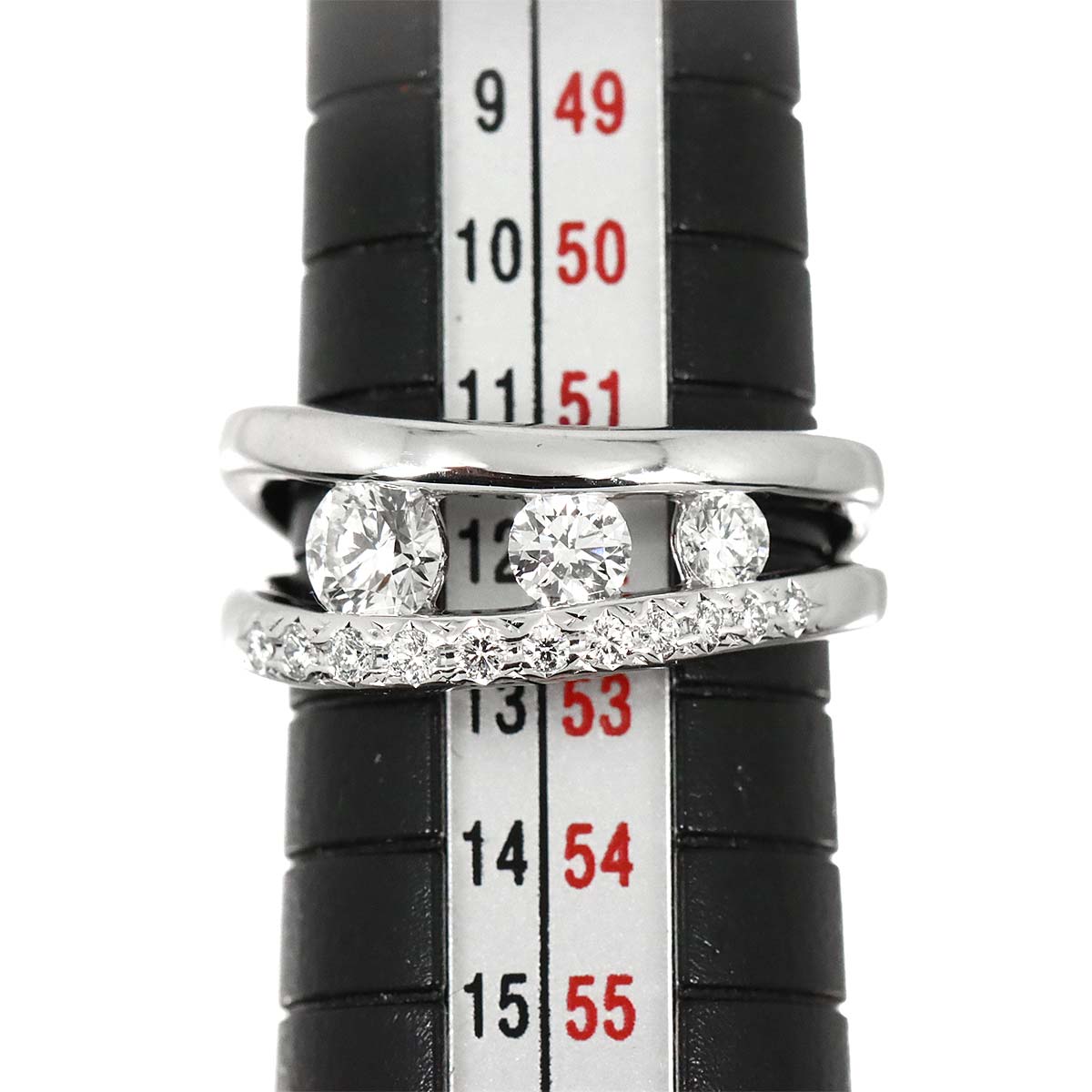 Diamond 0.66ct/0.10ct Ring 18K White Gold 750 Size6(US)