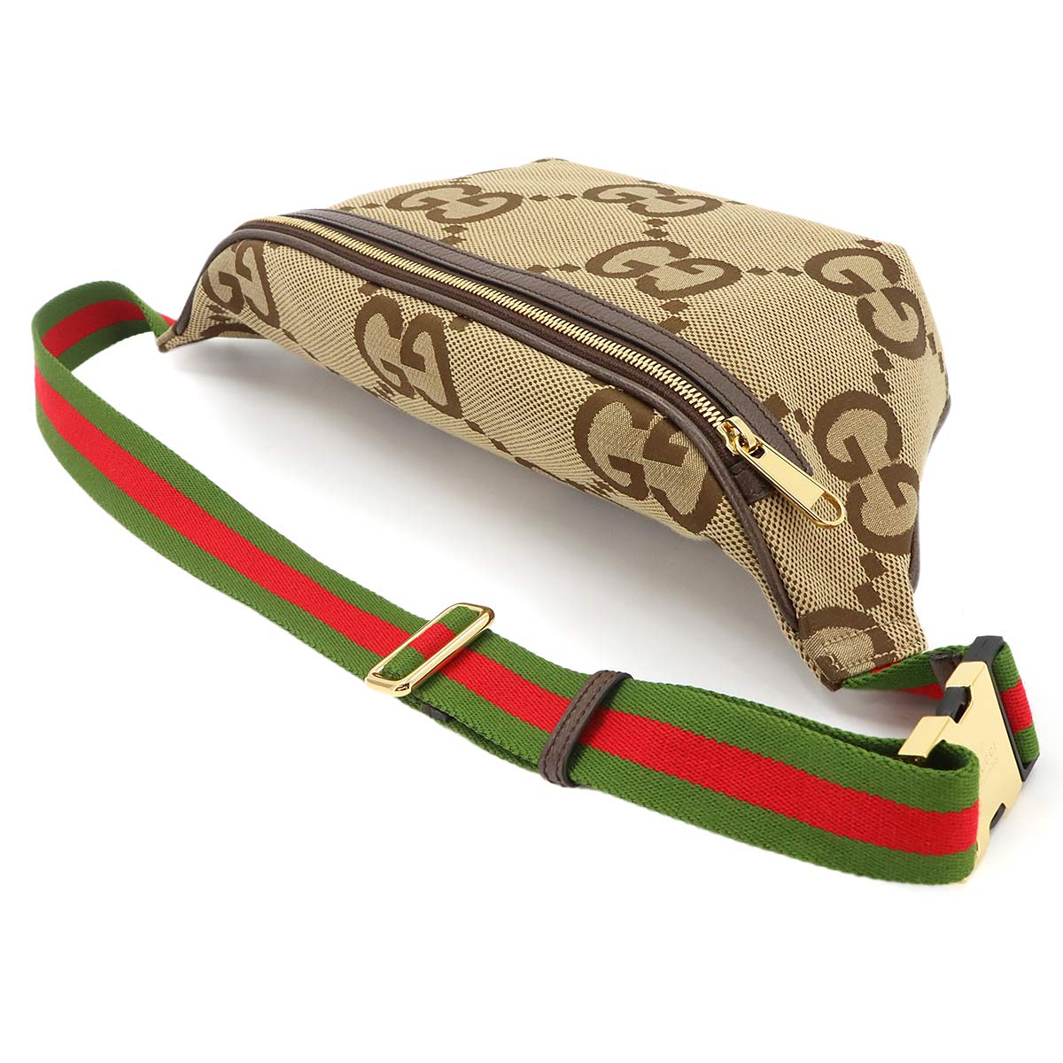 Jumbo GG Belt Bag Canvas Leather Brown Red Green 696031 Purse