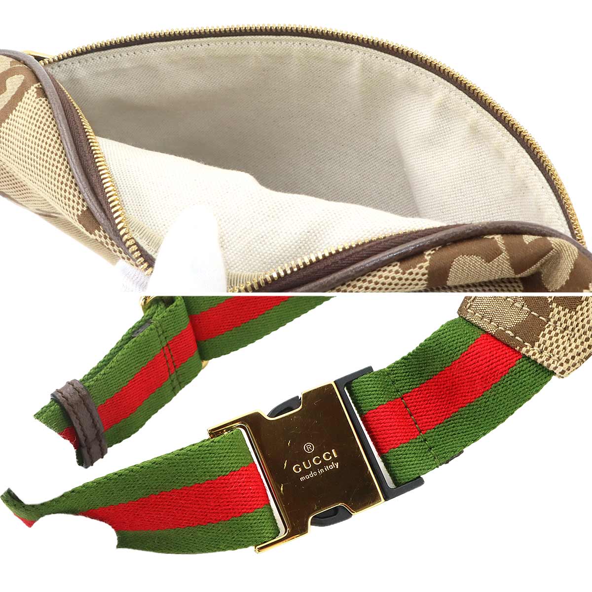 Jumbo GG Belt Bag Canvas Leather Brown Red Green 696031 Purse
