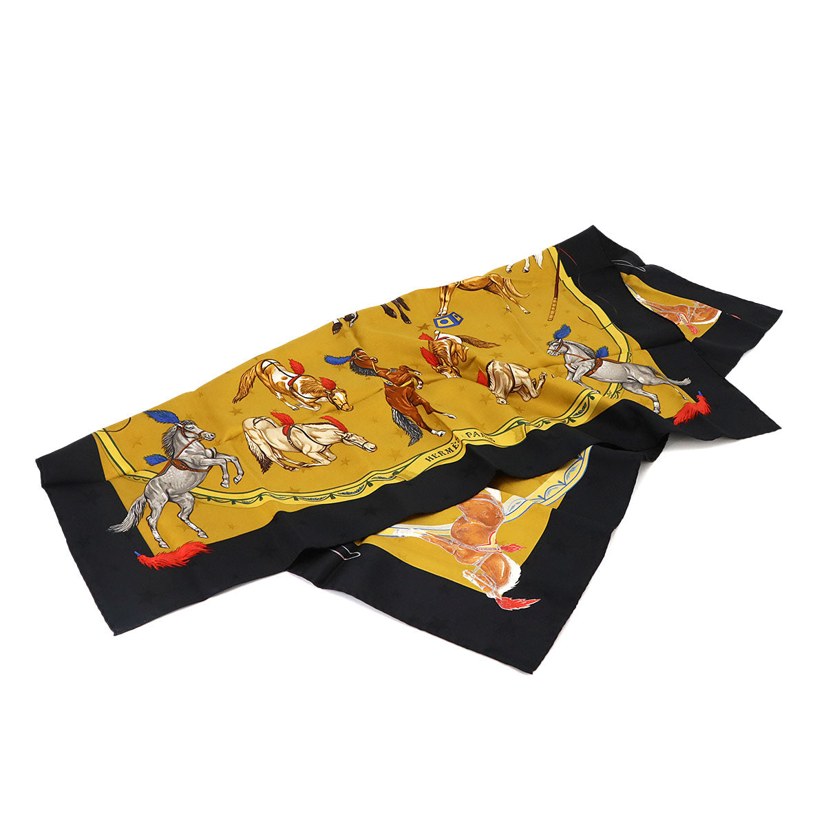 Carre 90 Scarf EN PISTE Silk Beige Black