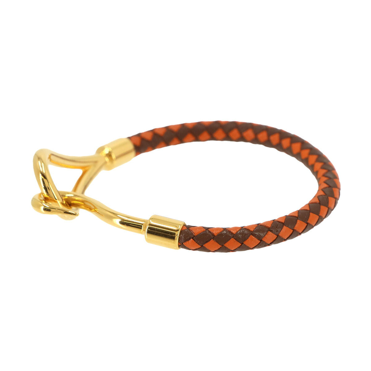Jumbo H Bracelet Leather Orange Brown Gold Accessory