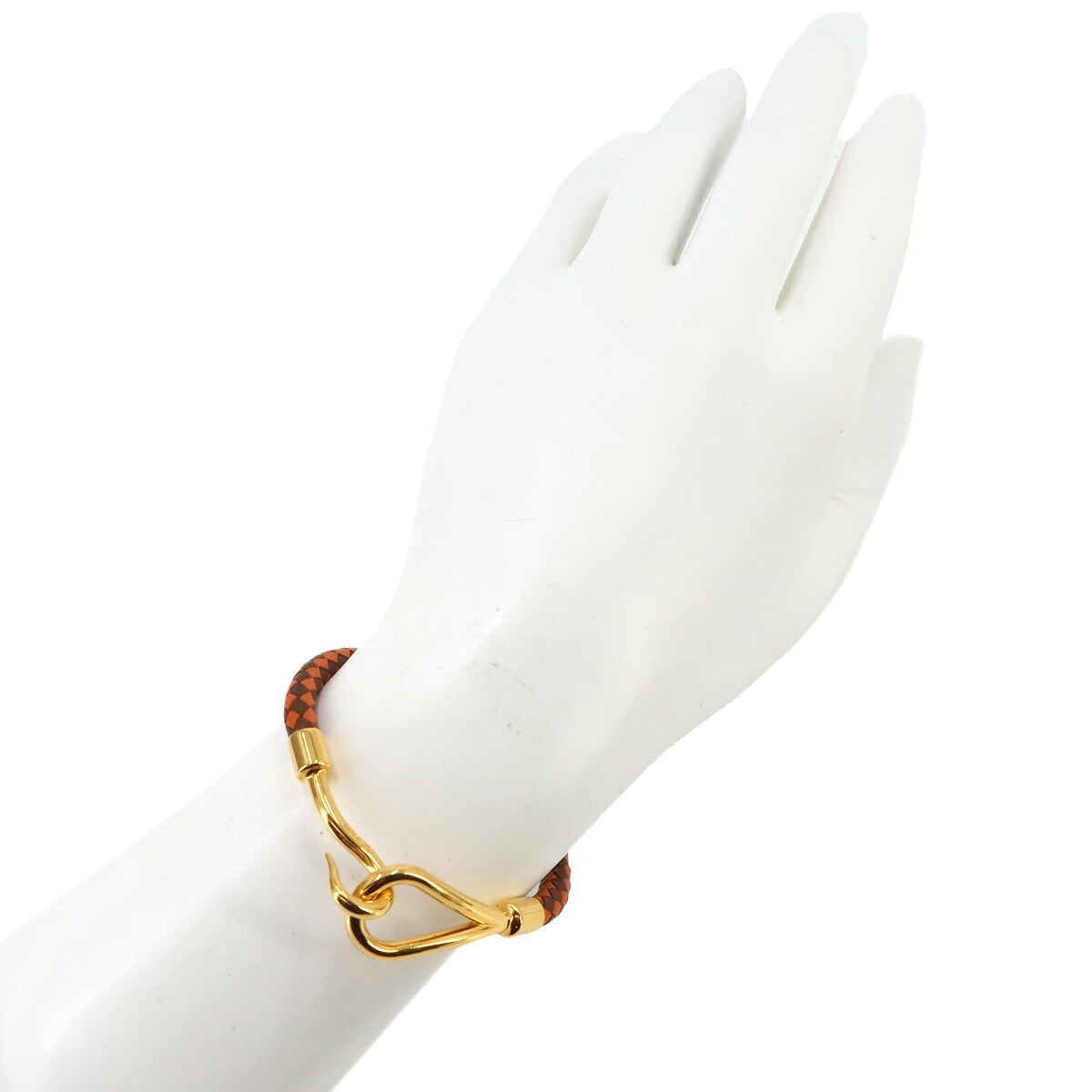 Jumbo H Bracelet Leather Orange Brown Gold Accessory