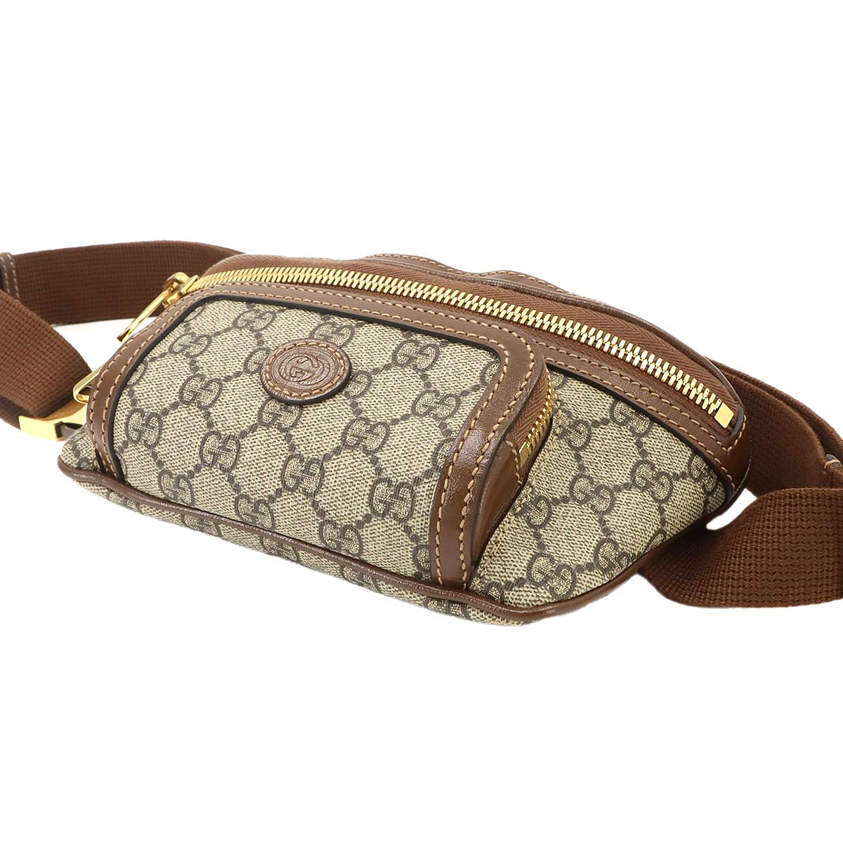 Interlocking G Belt Bag GG Supreme Leather Beige Brown 682933