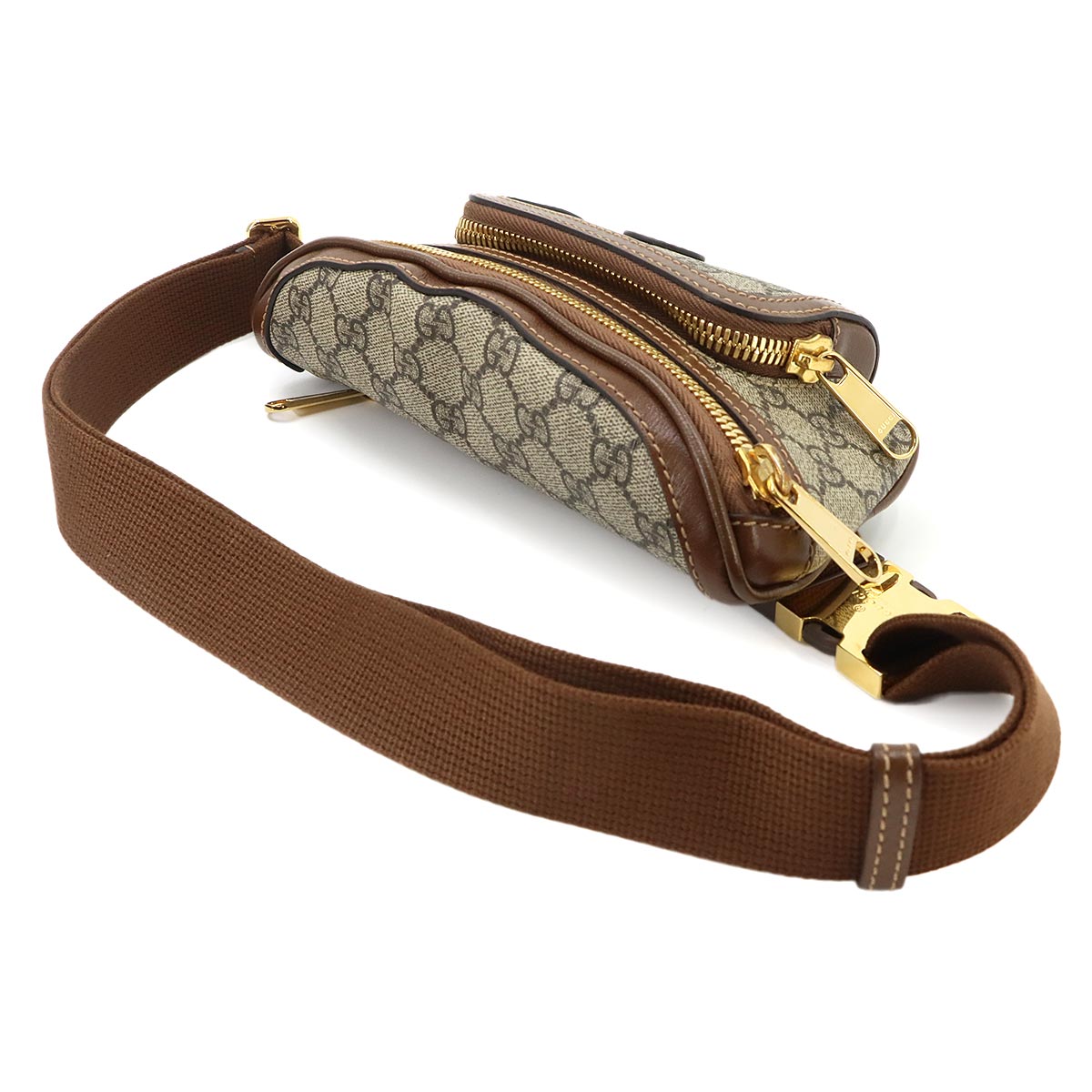 Interlocking G Belt Bag GG Supreme Leather Beige Brown 682933