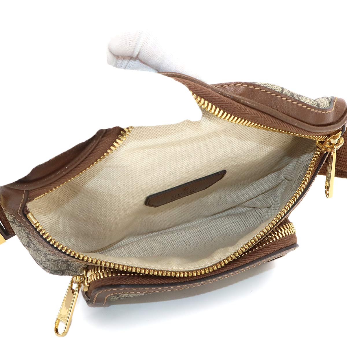 Interlocking G Belt Bag GG Supreme Leather Beige Brown 682933