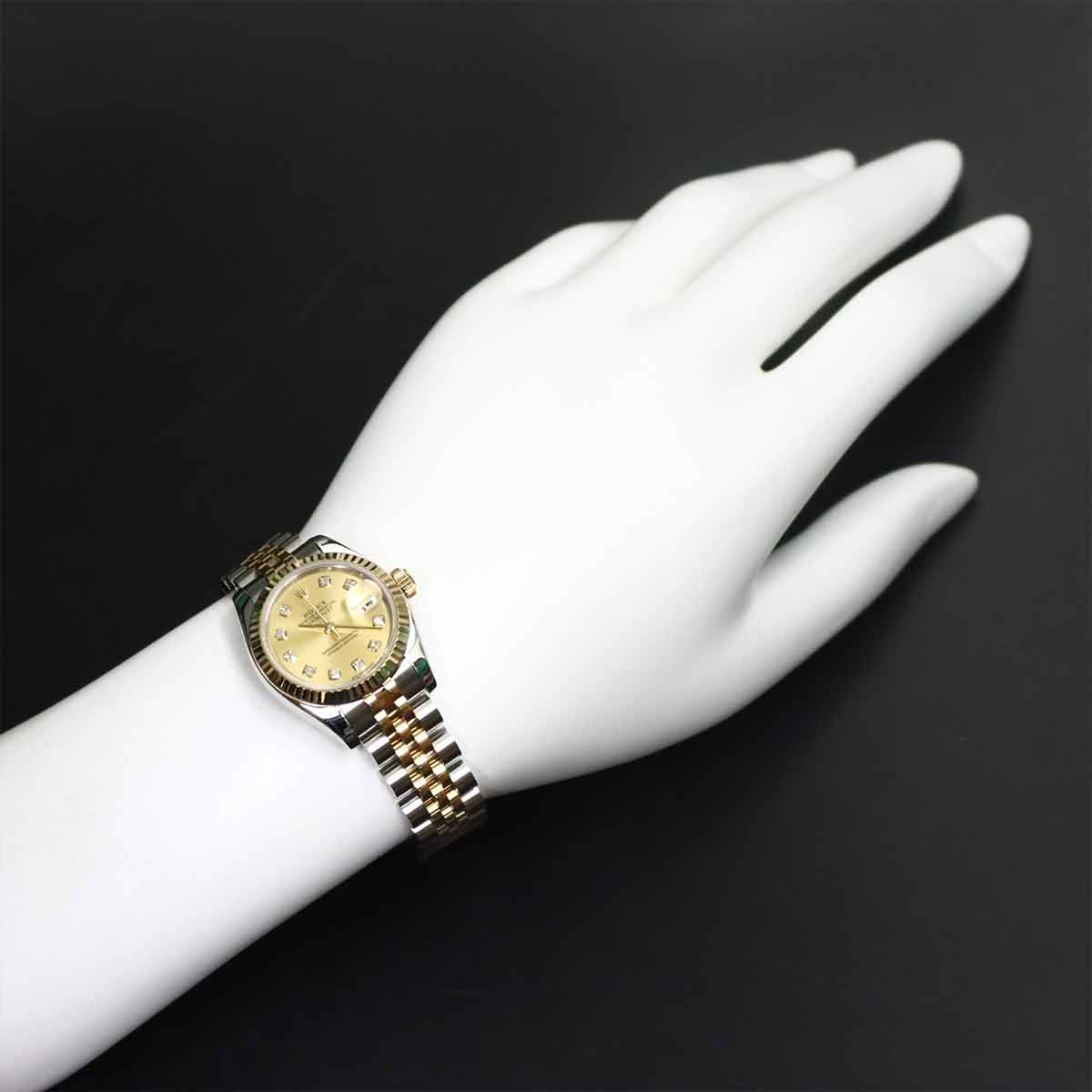 Datejust 179173G Serial F 750 YG 10P Diamond Gold Dial Ladies