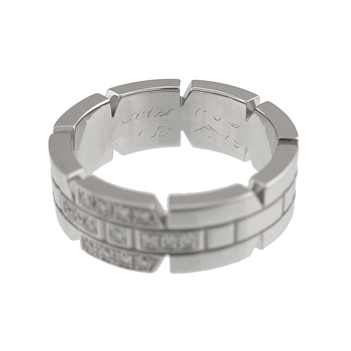 Tank Ring Diamond 18K White Gold 750 size49 4.5-4.75(US)