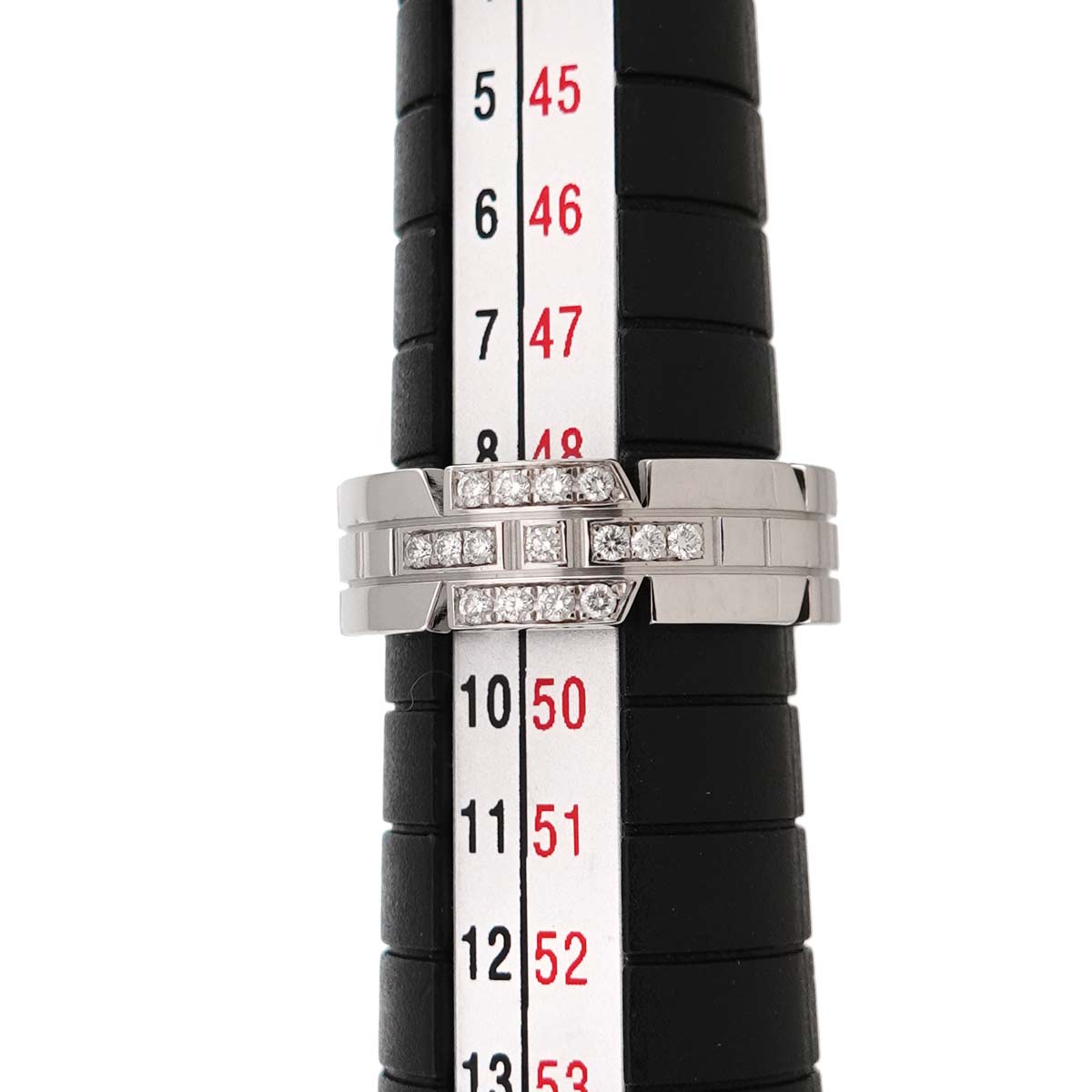 Tank Ring Diamond 18K White Gold 750 size49 4.5-4.75(US)
