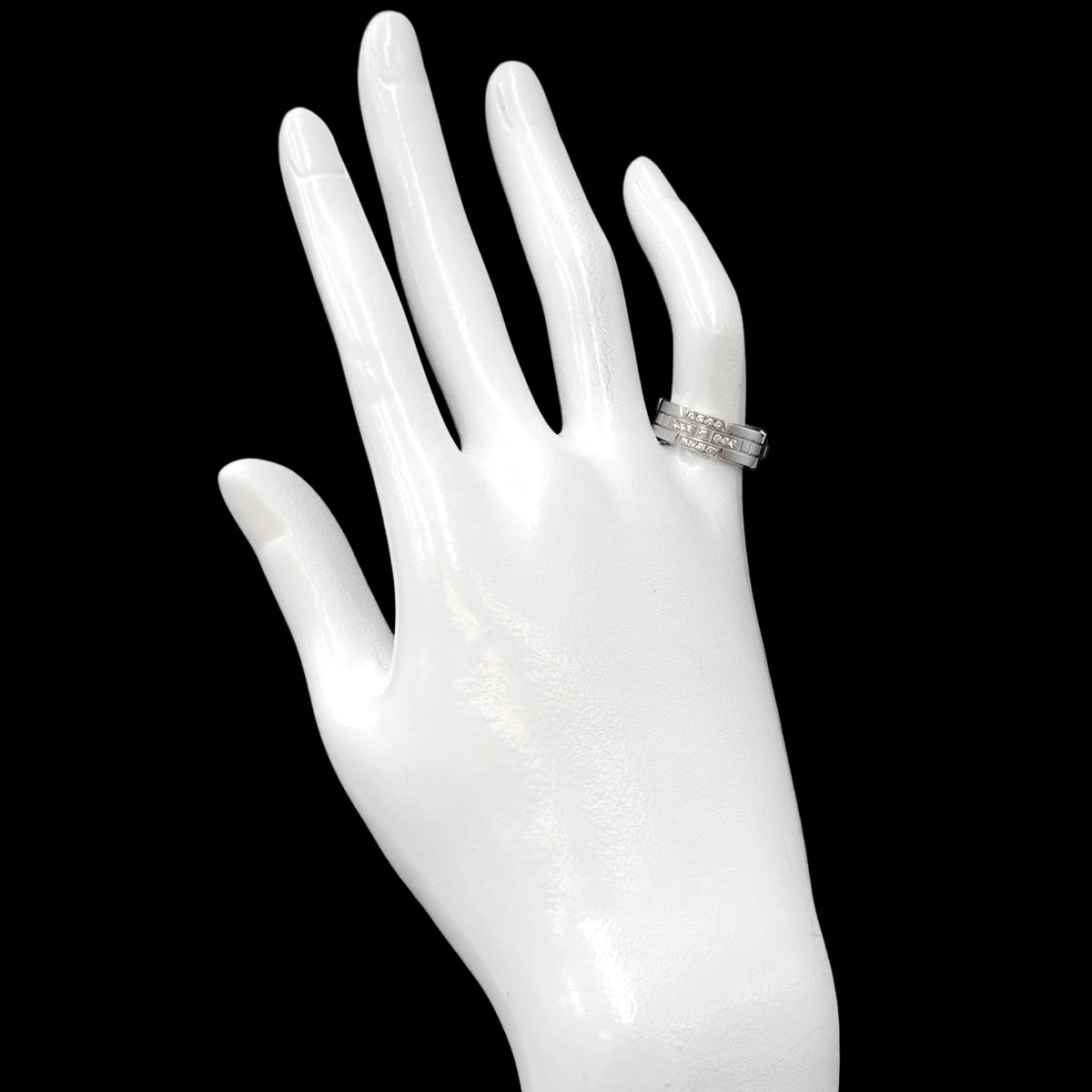Tank Ring Diamond 18K White Gold 750 size49 4.5-4.75(US)