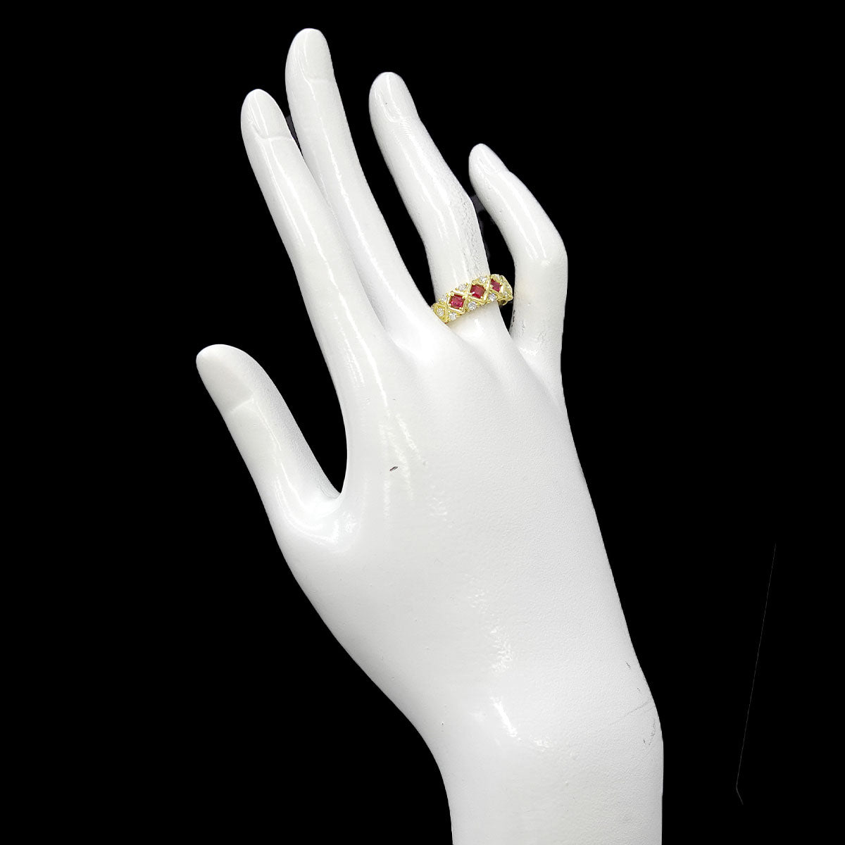 Ruby 0.36ct Diamond 0.33ct Ring 18K YG 750 Size6(US)