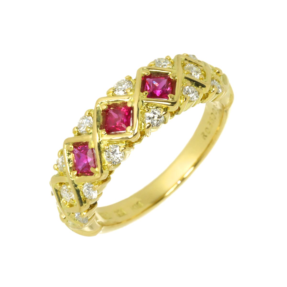 Ruby 0.36ct Diamond 0.33ct Ring 18K YG 750 Size6(US)