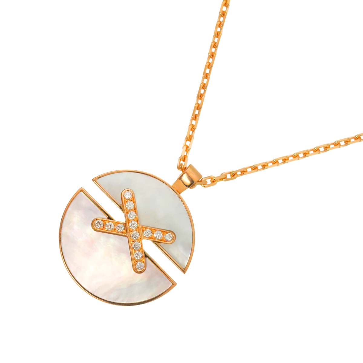 JEUX DE LIENS Harmony MOP Diamond 0.09ct Necklace 18K PG 750